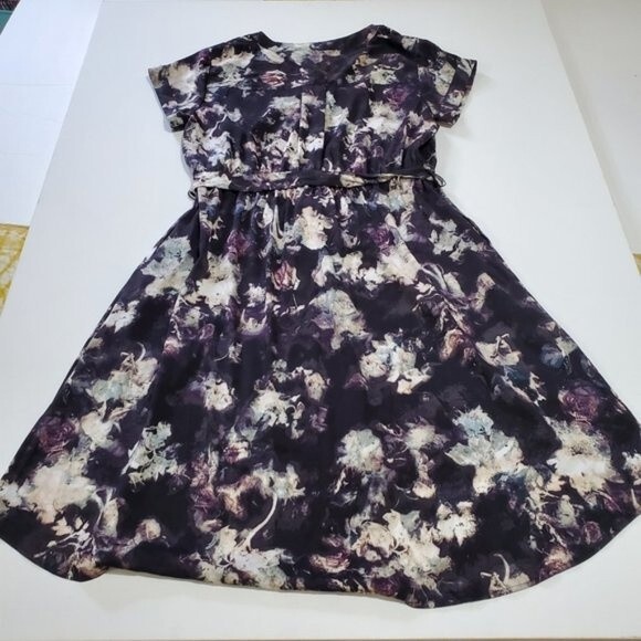 Vera Wang L floral dress large black flower excellent condition - Picture 8 of 12